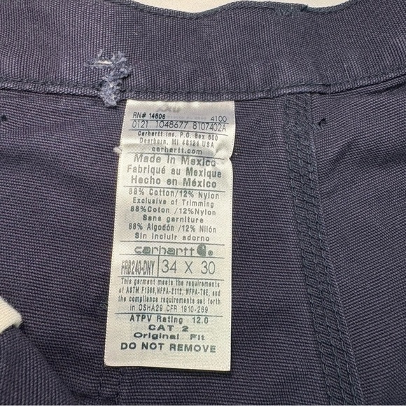 Carhartt Men’s FR Flame Resistant Work Pants 34X30 Blue Cargo Utility Trousers - Picture 5 of 11